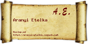 Aranyi Etelka névjegykártya