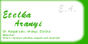 etelka aranyi business card